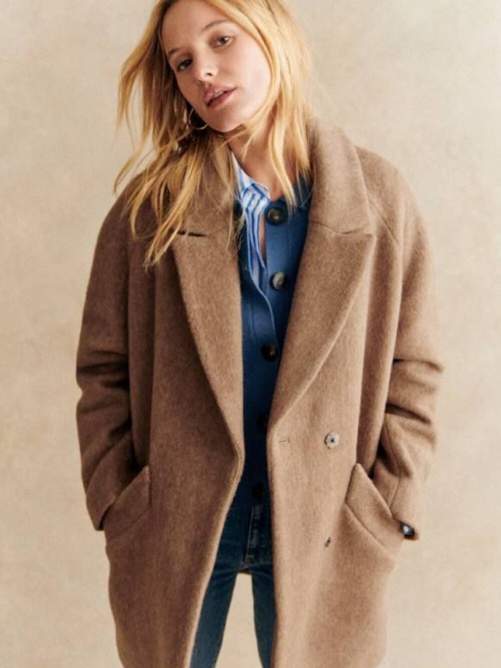SÉZANE The Andrew Wool Coat in Camel